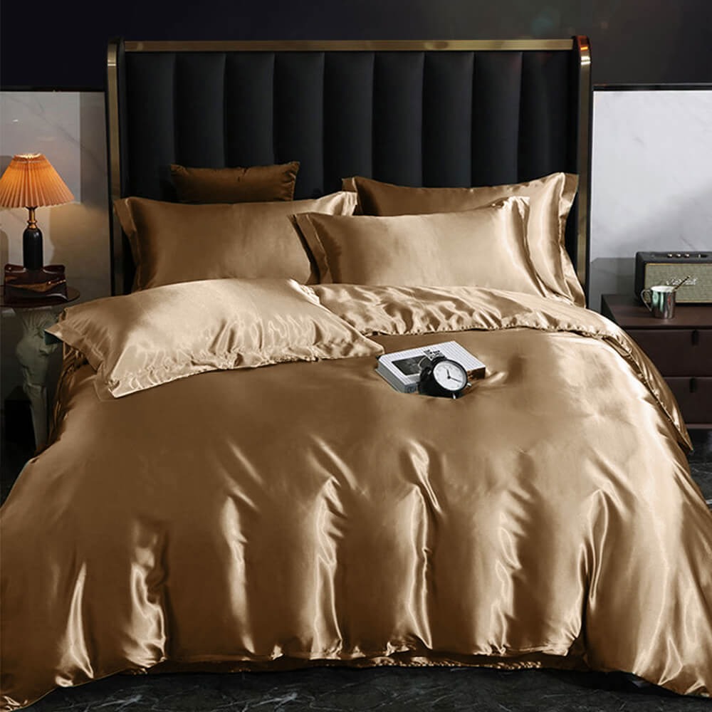 Satin Bedding Set, Duvet Cover with Fitted Sheet and Pillowcases — product view 2
