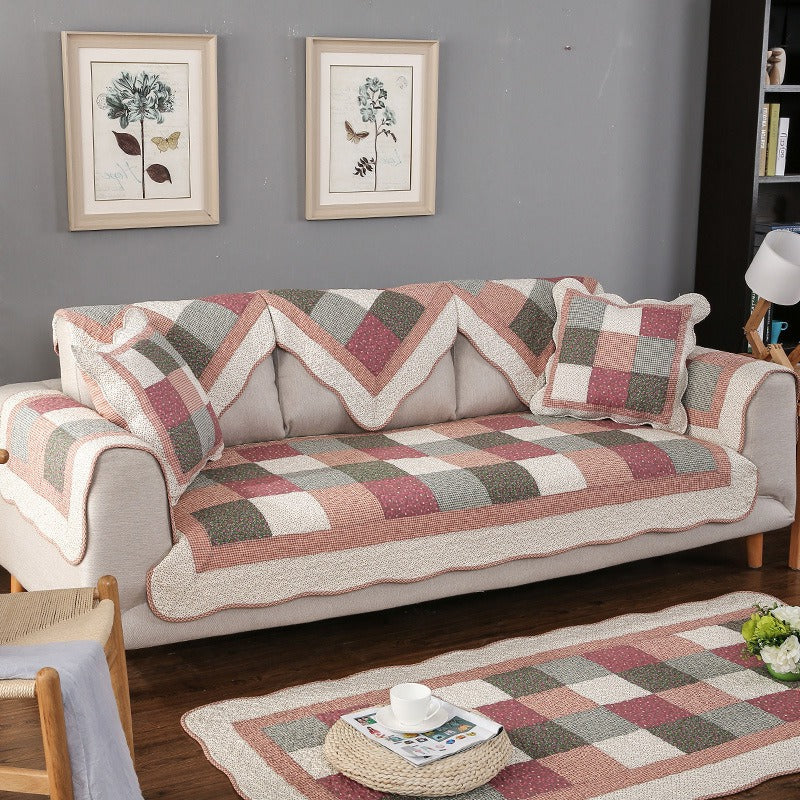 Quilted Cotton Sofa Cover, Non-Slip Washable Furniture Protector — product view 1