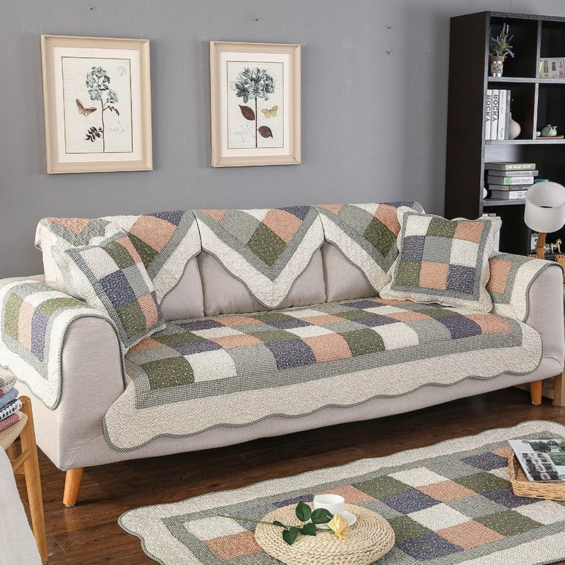 Quilted Cotton Sofa Cover, Non-Slip Washable Furniture Protector — product view 4