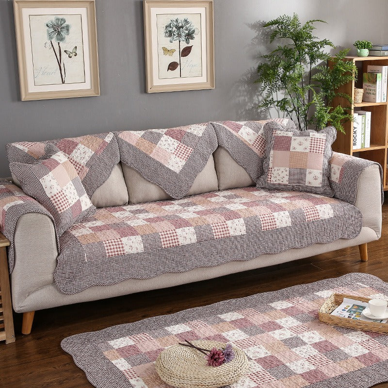 Quilted Cotton Sofa Cover, Non-Slip Washable Furniture Protector — product view 2