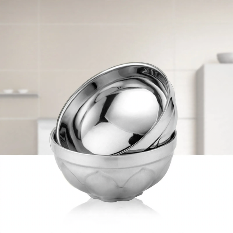 Double Wall Stainless Steel Lotus Bowl – product image 1