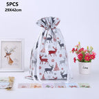 Drawstring Christmas Gift Wrapping Bags, Pack of 5