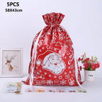 Drawstring Christmas Gift Wrapping Bags, Pack of 5