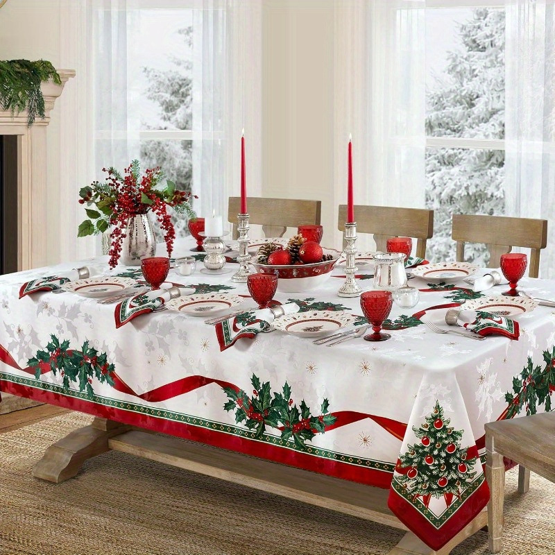 Patterned Rectangular Christmas Tablecloth