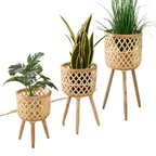 Woven Bamboo Plant Pot with Stand