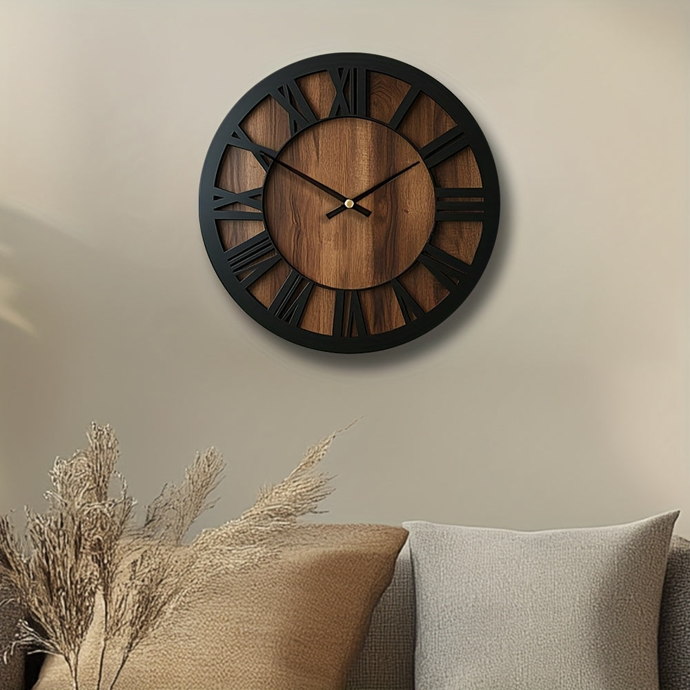 Vintage Roman Numeral Wooden Wall Clock — product view 5