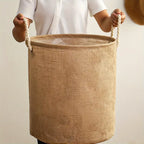 Cotton-Linen Foldable Laundry Basket – image 1