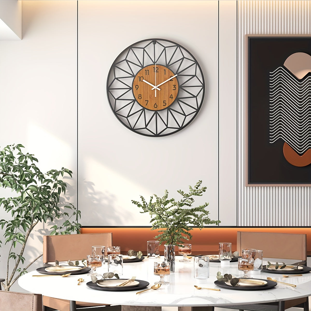 Silent Metal Wall Clock with Wood-Grain Centre — product view 7