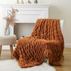 Ruched Faux Rabbit Fur Throw Blanket, Double-Sided Soft Texture — product view 11