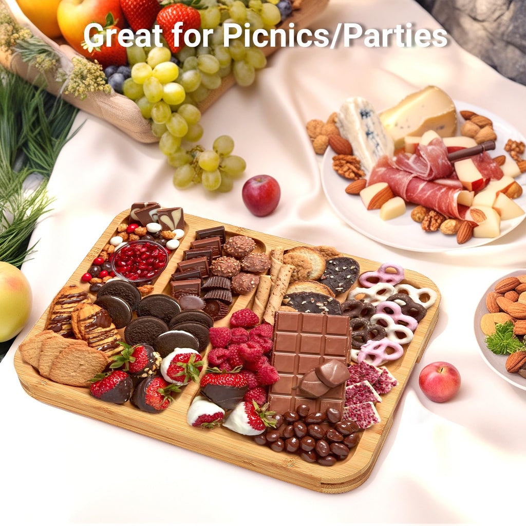 Bamboo Six Compartment Serving Tray with Lid – product image 5