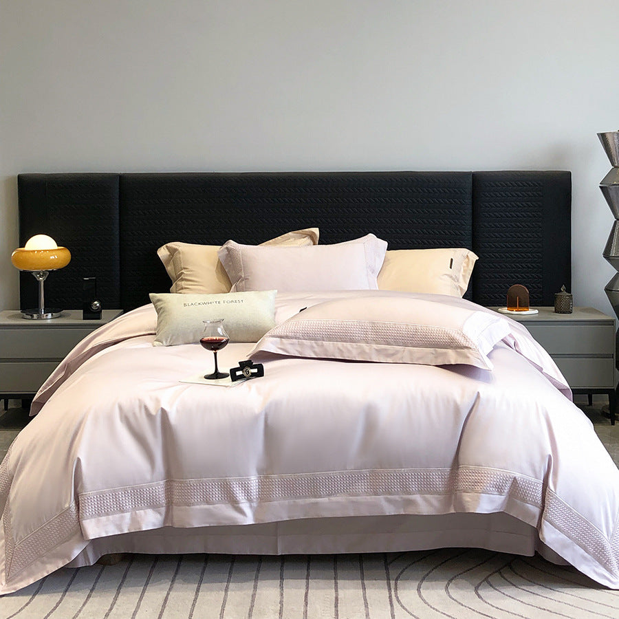 Cotton Sateen Bedding Set with Woven Border