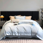 Cotton Sateen Bedding Set with Woven Border