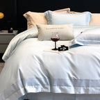 Cotton Sateen Bedding Set with Woven Border
