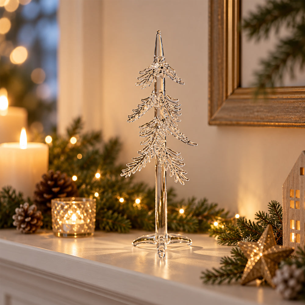 Clear Glass Christmas Tree Decoration, 22 cm