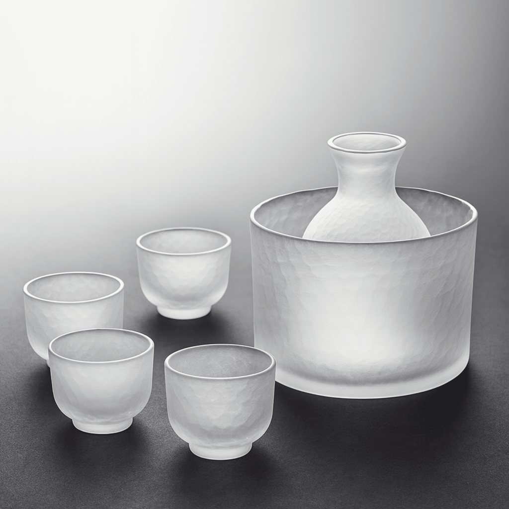 Glass Sake Serving Set with Ice Bucket, 6 Pieces