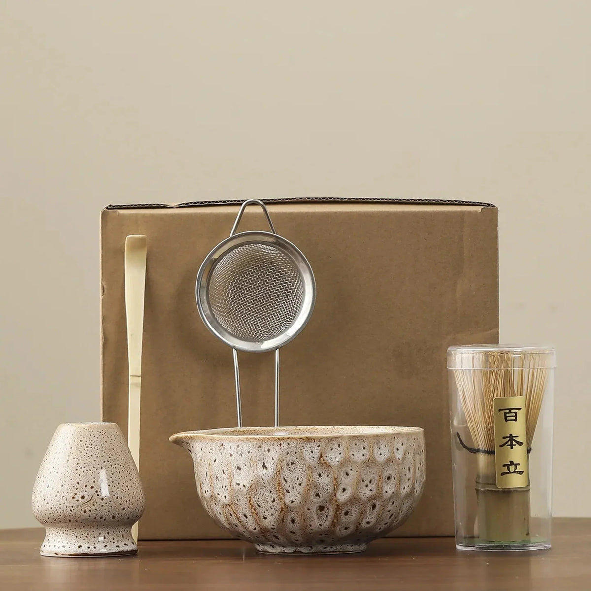 Glazed Ceramic Matcha Tea Set, 5 Pieces