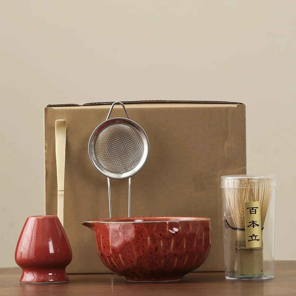 Glazed Ceramic Matcha Tea Set, 5 Pieces