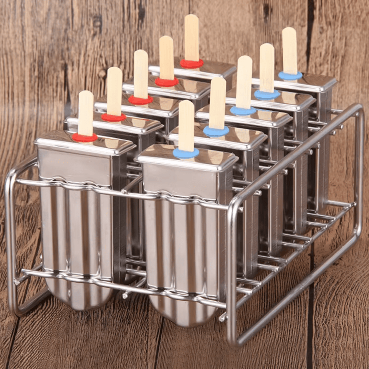 Stainless Steel Ice Lolly Moulds with Stand