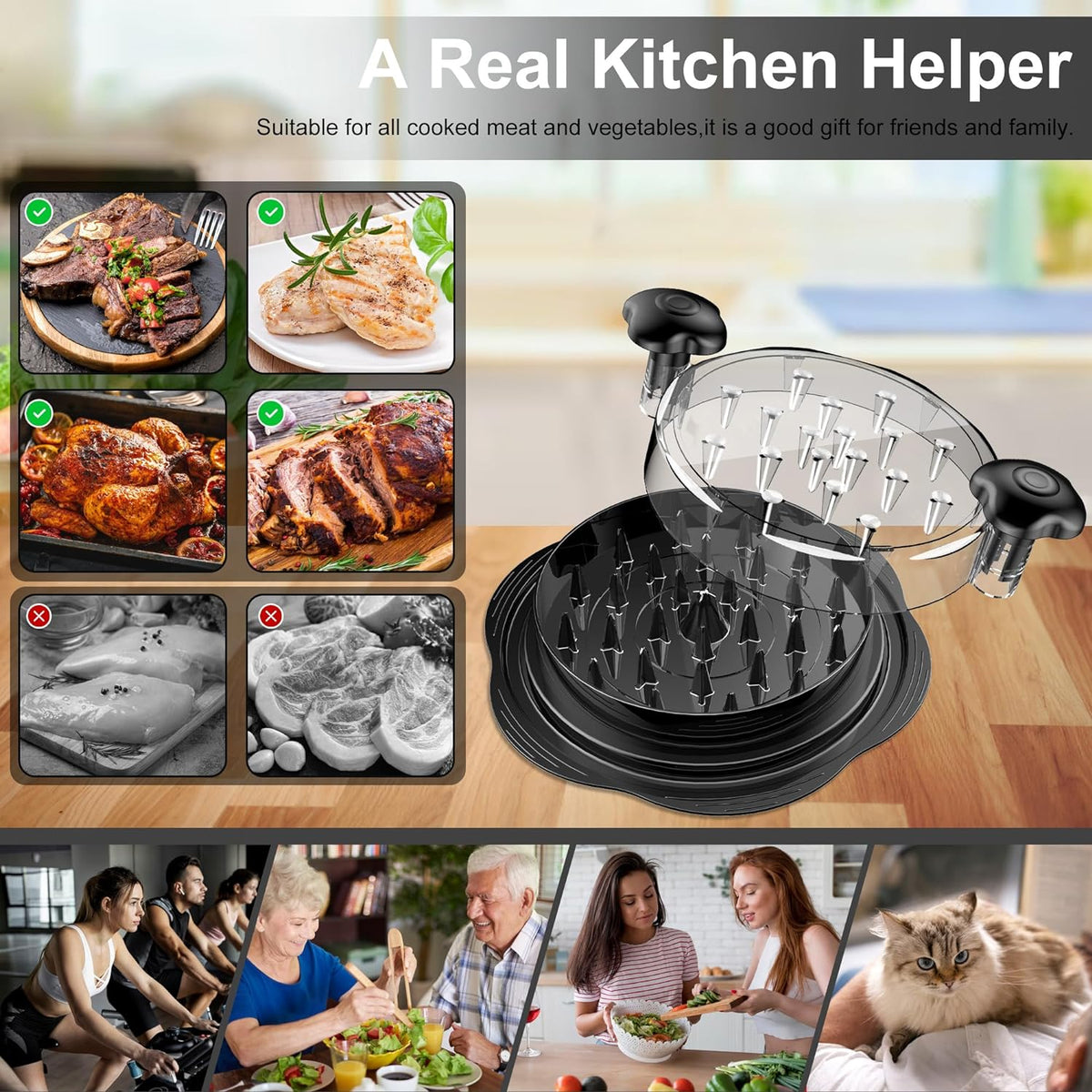 Manual Twist Chicken Shredder, Compact Kitchen Prep Tool — product view 6