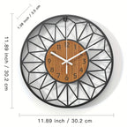 Silent Metal Wall Clock with Wood-Grain Centre — product view 2