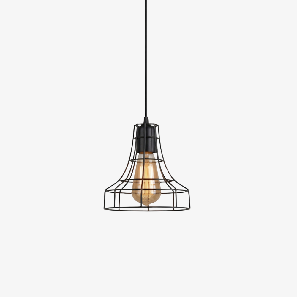 Geometric Wire Cage Pendant Light, Industrial Metal Design - view 1