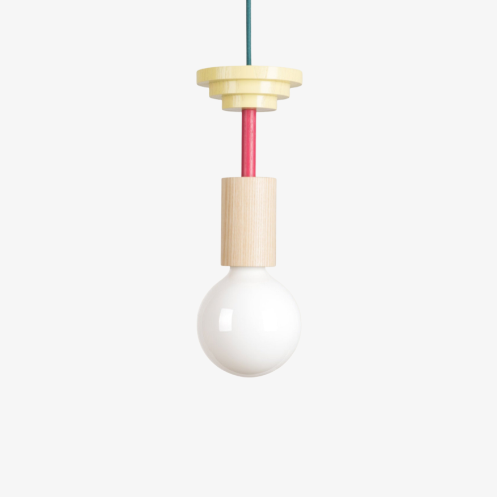Geometric Wood Pendant Light, Sculptural Nordic Design - view 2