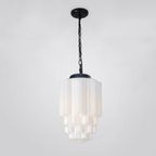 Frosted Glass Pendant Light, Matte White Geometric Designs - view 18