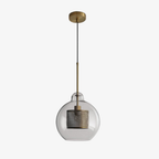 Glass and Perforated Metal Pendant Light, Industrial Style - view 2