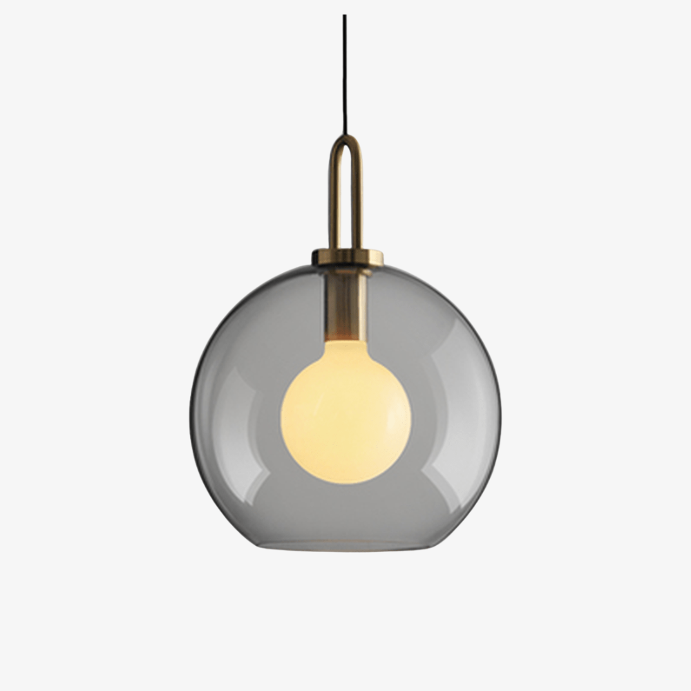 Glass Globe or Capsule Pendant Light with Brass Arch - view 2