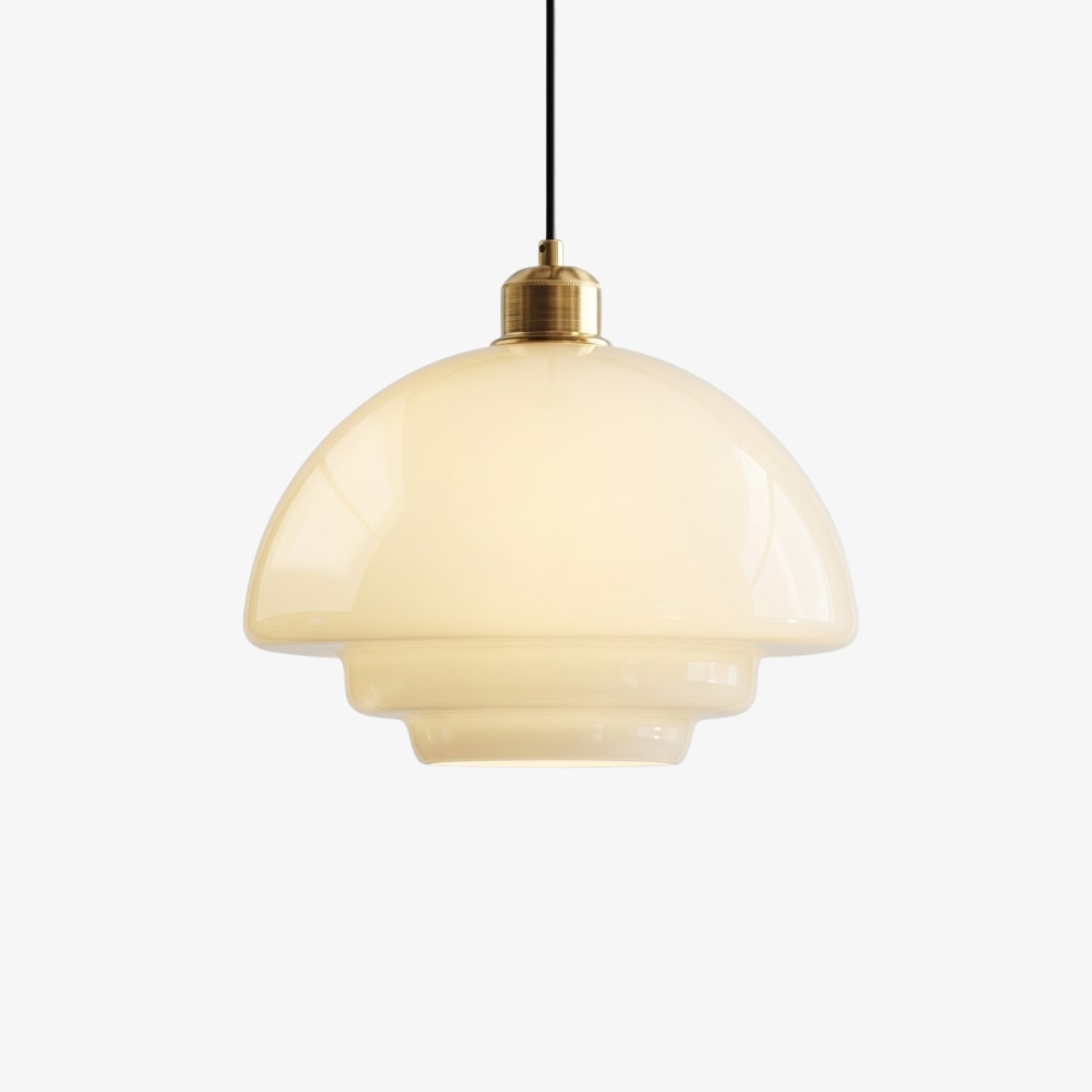 Layered Opal Glass Pendant Light, Art Deco Design - view 1