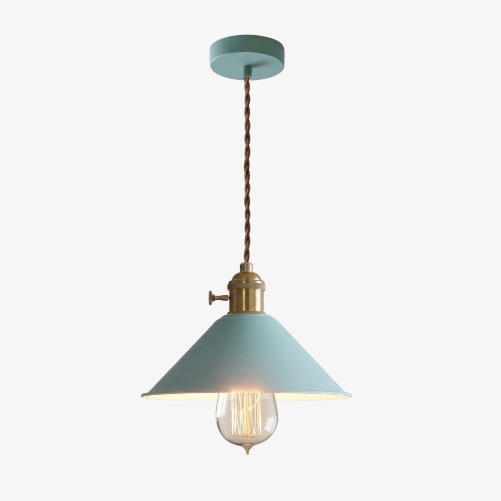 Matte Cone Pendant Light with Brass Fitting - view 2
