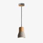 Concrete and Wood Pendant Light, Nordic Industrial Style - view 2