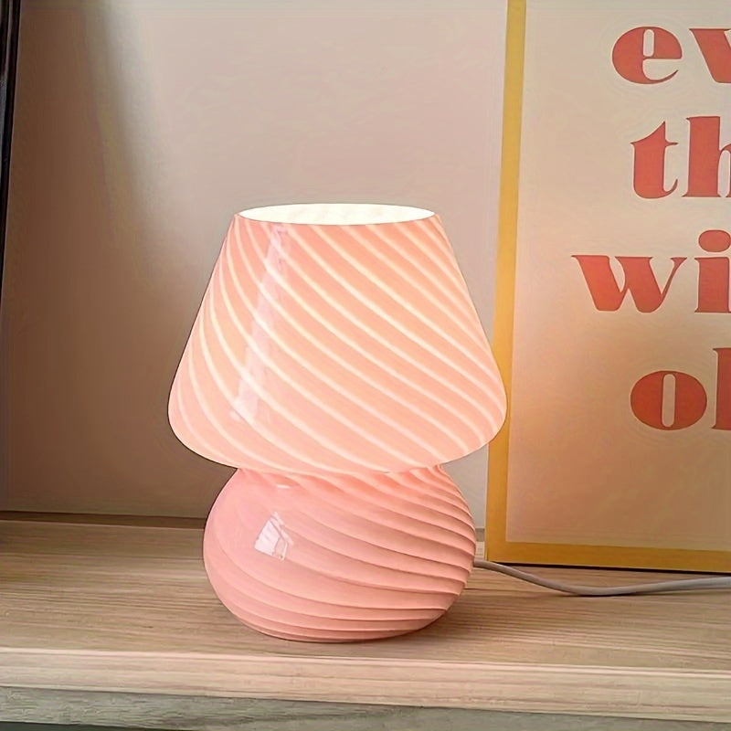 Swirled Glass Mushroom Lamp, USB-Powered Dimmable Table Light - product view 2