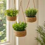 Artificial Hanging Plant in Woven Basket Pot - product view 2