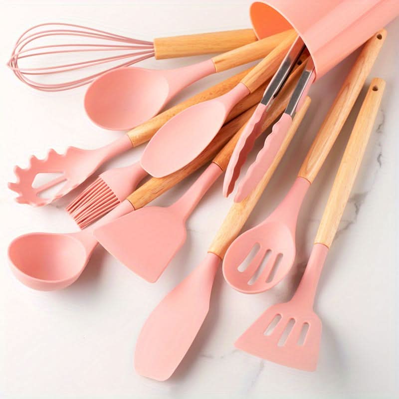 Silicone Kitchen Utensil Set with Wooden Handles, 12 Pieces — product view 11