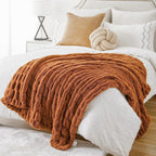 Ruched Faux Rabbit Fur Throw Blanket, Double-Sided Soft Texture — product view 12
