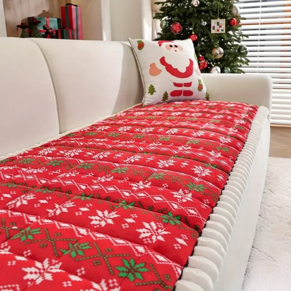 Festive Winter Sofa Cover in Red or White