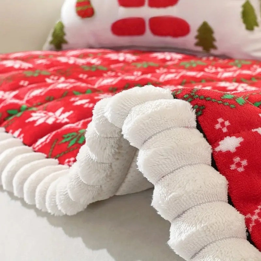 Festive Winter Sofa Cover in Red or White