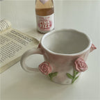 Raised Floral Ceramic Mug, 350 mL