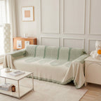 Geometric Sofa Throw with Fringed Edges