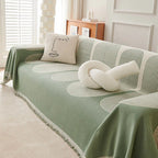 Geometric Sofa Throw with Fringed Edges