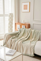 Geometric Sofa Throw with Fringed Edges