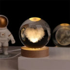 Glass Sphere LED Night Light with Wooden Base, Celestial Designs — product view 7
