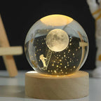 Glass Sphere LED Night Light with Wooden Base, Celestial Designs — product view 11