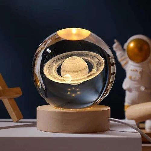 Glass Sphere LED Night Light with Wooden Base, Celestial Designs — product view 13