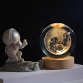 Glass Sphere LED Night Light with Wooden Base, Celestial Designs — product view 1