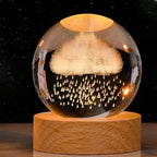 Glass Sphere LED Night Light with Wooden Base, Celestial Designs — product view 10