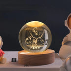 Glass Sphere LED Night Light with Wooden Base, Celestial Designs — product view 8
