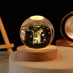 Glass Sphere LED Night Light with Wooden Base, Celestial Designs — product view 9