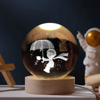 Glass Sphere LED Night Light with Wooden Base, Celestial Designs — product view 6